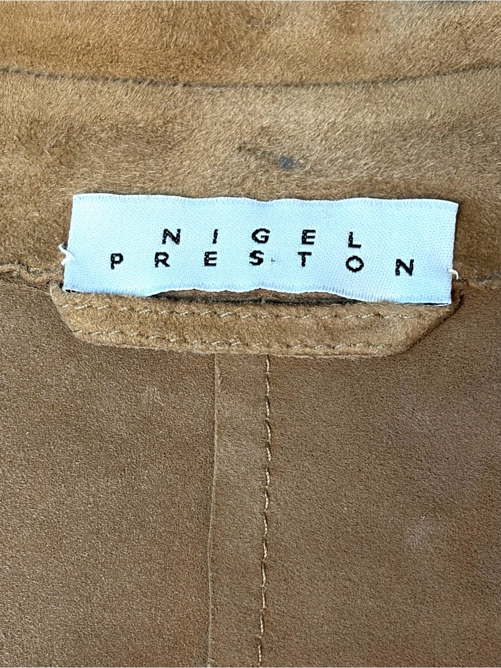 Nigel Preston Suede Button-Front Shirt/Jacket, tan, unlined, S, EUC - Picture 15 of 15